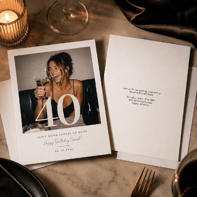 Modern Milestone Birthday Photo Invitation (Creator Uploaded)
