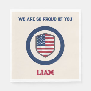 Modern Military US Flag Custom Proud Party Paper Napkins