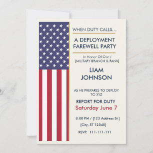 Modern Military US Flag Deployment Farewell Party Invitation