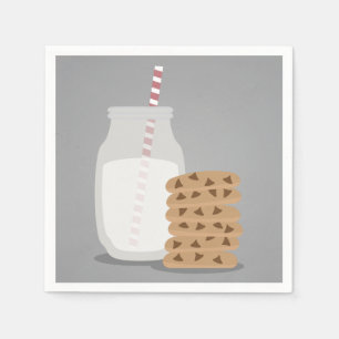 Modern Milk and Cookies Paper Plates Napkins
