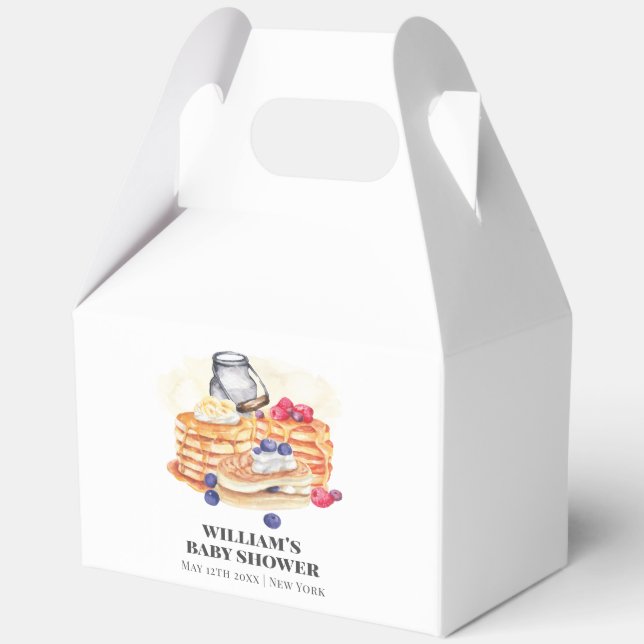 Modern Milk Berry Pancake Brunch Baby Shower Favor Boxes (Back)