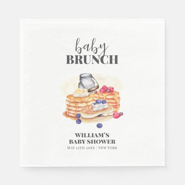 Modern Milk Berry Pancake Brunch Baby Shower Napkins (Front)