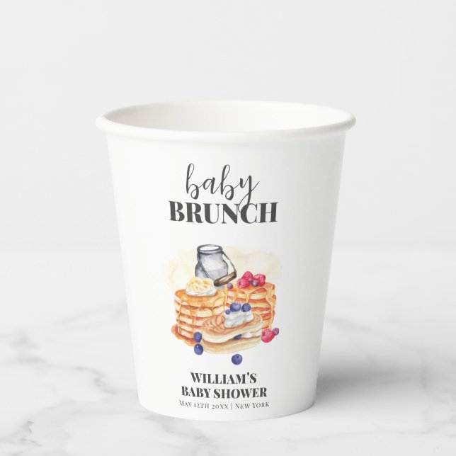Modern Milk Berry Pancake Brunch Baby Shower Paper Cups (Front)