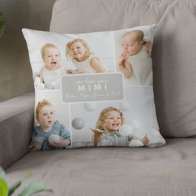 Modern Mimi 4 Photo Gray Throw Pillow (Creator Uploaded)