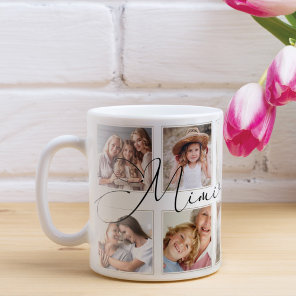 Modern Mimi Script | Grandchildren Photo Collage Coffee Mug
