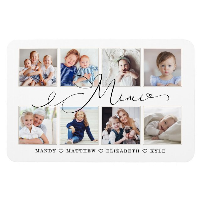 Modern Mimi Script | Grandchildren Photo Collage Magnet (Horizontal)