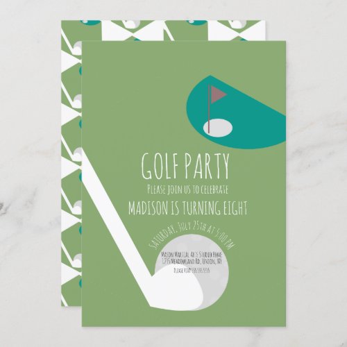 Modern Minature Golf Ball Court Birthday Party  Invitation