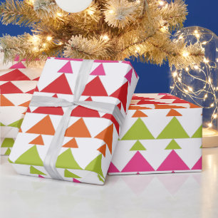 Modern Mini Christmas Trees Geometric Pattern Wrapping Paper
