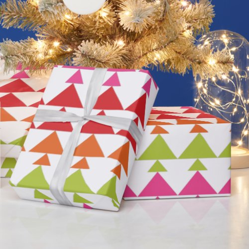 Modern Mini Christmas Trees Geometric Pattern Wrapping Paper