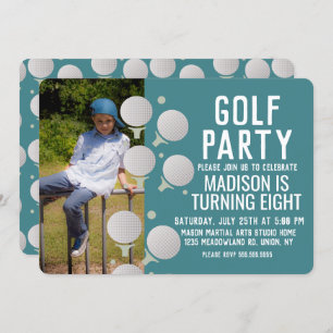 Modern Mini Golf Balls Birthday Party Photo Invitation