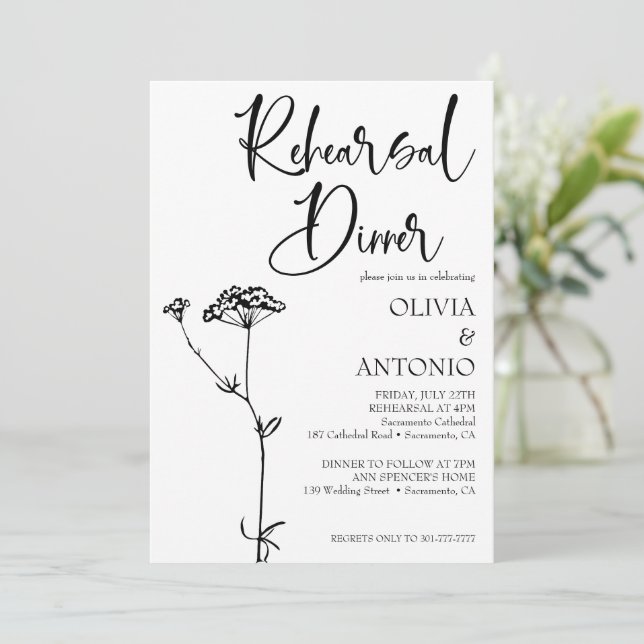 Modern Minilist Simple Wedding Rehearsal  Invitation (Standing Front)