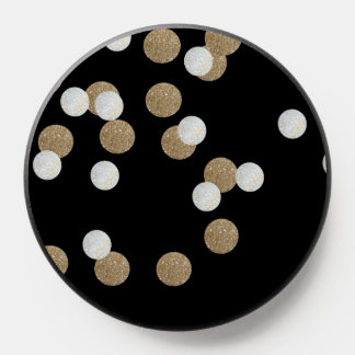 Modern minim simple black champagne gold confetti PopSocket