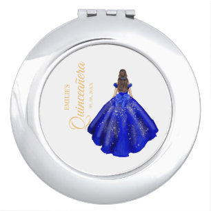 Modern Minimaist Royal Blue Quinceañera Party Compact Mirror