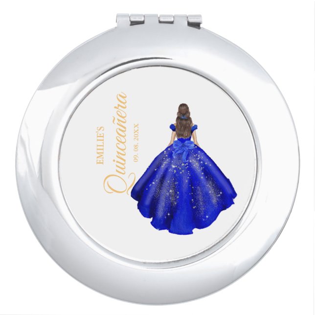 Modern Minimaist  Royal Blue Quinceañera Party  Compact Mirror (Front)