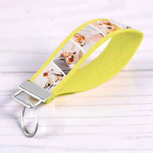 Modern Minimal 10 Photo Slanted Filmstrip Collage Wrist Keychain