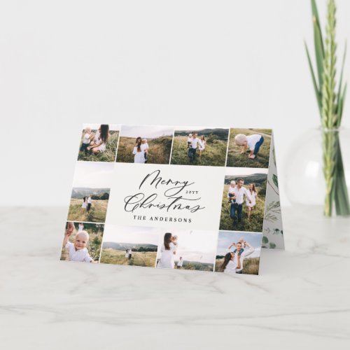 Modern minimal 11 photo new year white family holiday card