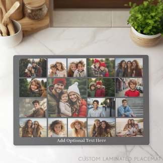 Modern Minimal 17 Photo Collage Gallery Placemat