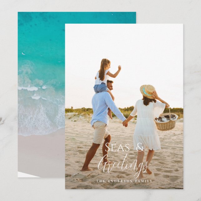 Modern minimal 1 photo Christmas ele Holiday Card (Front/Back)