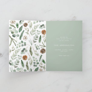 Modern minimal 1 photo Christmas elegant script Ho Holiday Card