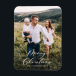 Modern minimal 1 photo Christmas elegant script Magnet<br><div class="desc">Modern minimal script holiday Christmas magnet.</div>