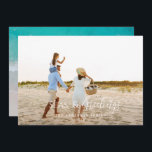 Modern minimal 1 photo Christmas Holiday Card<br><div class="desc">stylish christmas card design featuring trendy mix of bold and script font,  space for your chosen photo on front with beach and sea graphic on reverse</div>