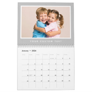Modern Minimal 2026 Family Custom Photo Text Calendar