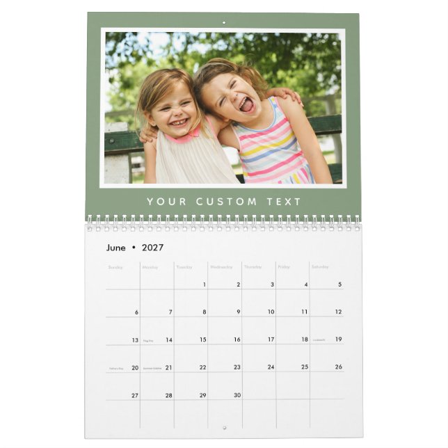 Modern Minimal 2026 Family Custom Photo Text Calendar (Jun 2027)