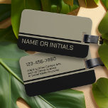 Modern, Minimal 2 Color Design with Name - Black Luggage Tag<br><div class="desc">A simple,  striking design with 2 colors and a stripe. A color block to add your name or any text. 
You can add a name,  monogram or other custom text. If you need to move the art around,  click on the customize button to make changes.</div>