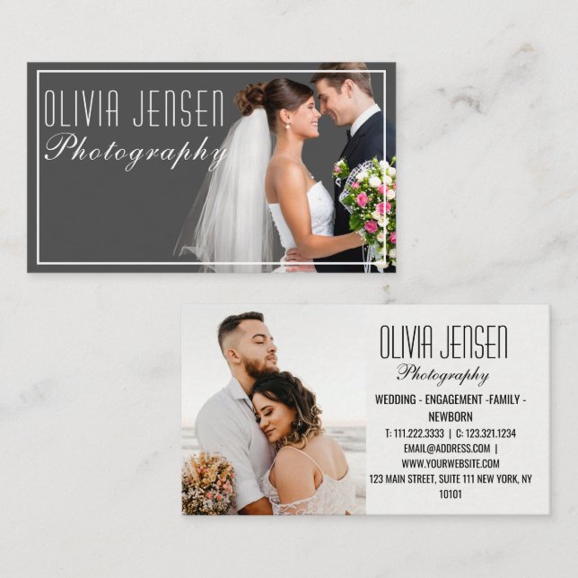 Modern & Minimal 2 Photo Layout Photography  Business Card (Front/Back)