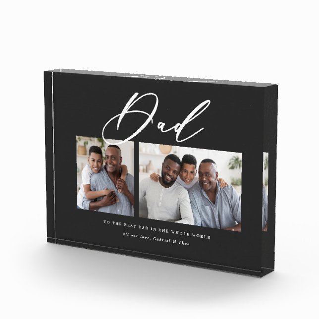 Modern minimal 2 photo script dad Fathers day Block (Right)
