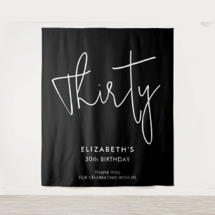 Modern Minimal 30th Birthday Party Tapestry