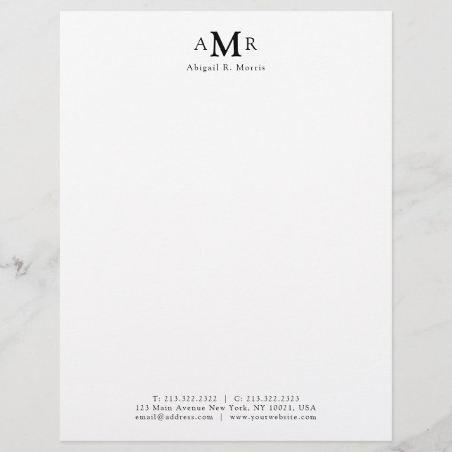Modern Minimal 3 Monogram Basic Office Business Letterhead (Front)