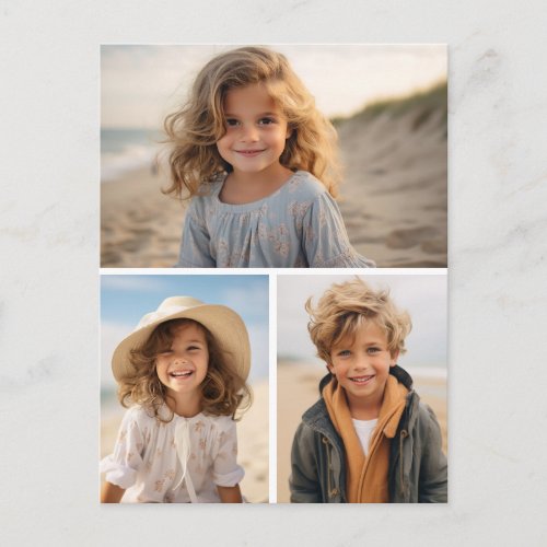 Modern Minimal 3 Photo Collage Postcard