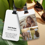 Modern Minimal 3 Photo Collage with Contact Info Luggage Tag<br><div class="desc">Photo college and simple text blocks for your type. A modern and minimal design with black type on a white background for your contact information. A unique way to capture memories and share them with friends and family.</div>
