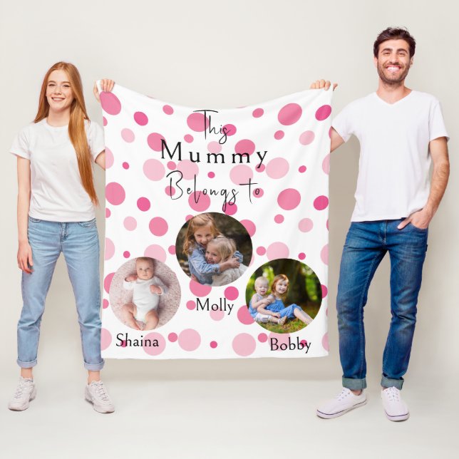 Modern minimal 3 photo elegant fleece blanket (In Situ)