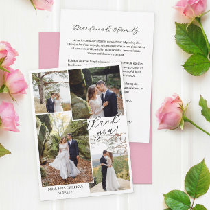 Modern Minimal 4 Photo Collage Wedding Thank You Card