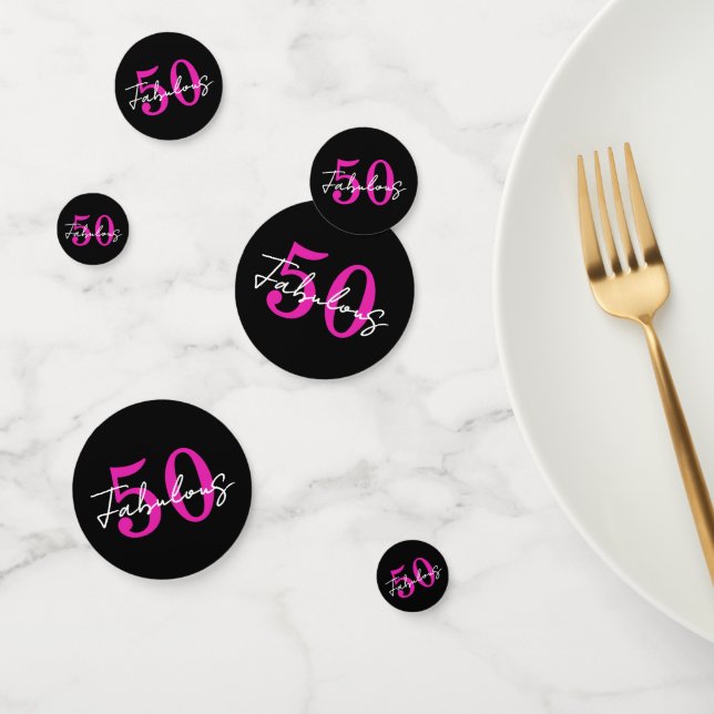 Modern Minimal 50 Fabulous 50th Birthday Party Confetti (Group)