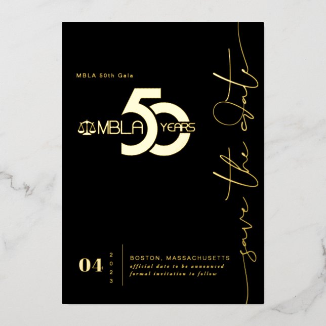Modern Minimal | 50th Gala Save the Date Foil Invitation (Front)