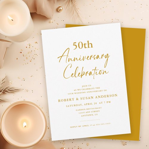 Modern Minimal 50th Wedding Anniversary Invitation