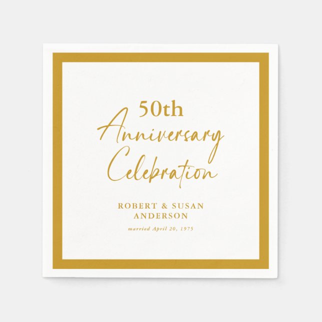 Modern Minimal 50th Wedding Anniversary Napkins (Front)