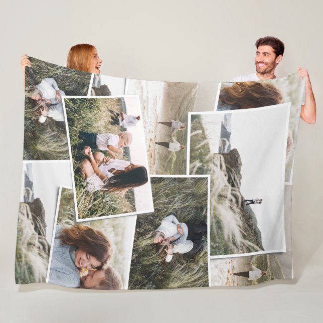 Modern minimal 5 photo elegant fleece blanket (In Situ)