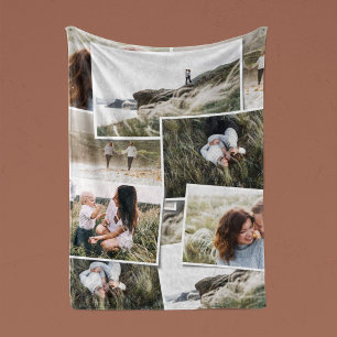 Modern minimal 5 photo elegant fleece blanket