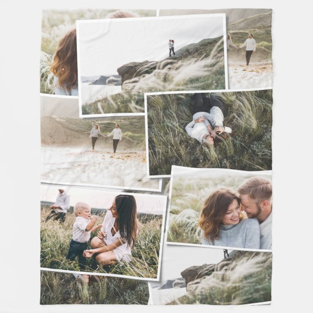 Modern minimal 5 photo elegant fleece blanket (Front)