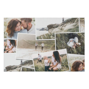 Modern minimal 5 photo elegant fleece faux canvas print