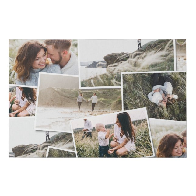 Modern minimal 5 photo elegant fleece faux canvas print (Front)