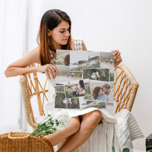 Modern minimal 5 photo elegant simple unique faux canvas print