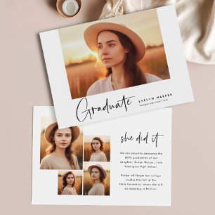 Modern Minimal 5 Photo Graduation Announcement