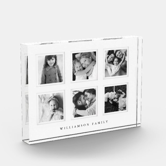 Modern Minimal 6 Grid Matboard Black & White Photo (Left)