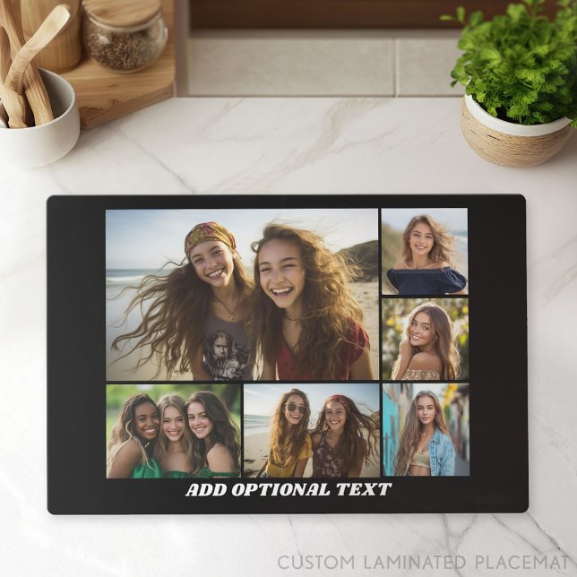 Modern Minimal - 6 Photo Collage  Placemat (Custom Placemat with Photo Collage)