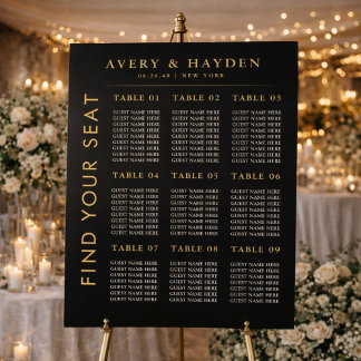 Modern Minimal 6 Table Wedding Seating Chart Foam Board